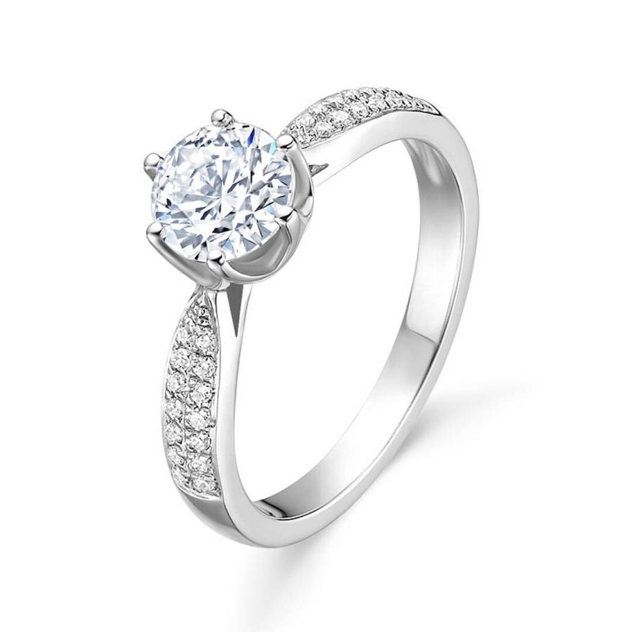darry ring/戴瑞/dr 白18k/铂金六爪女款钻戒求婚/结婚钻石戒指 高端
