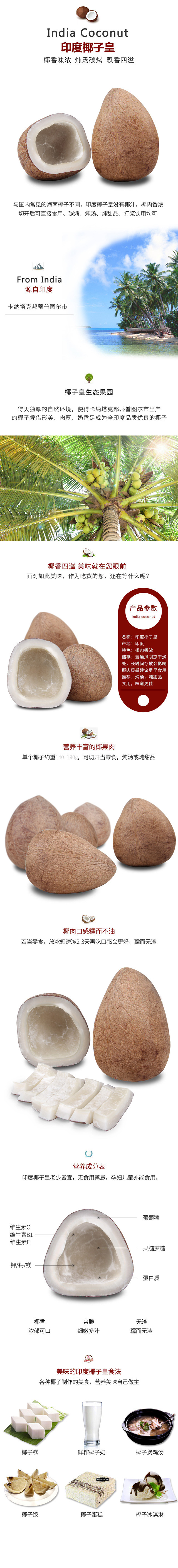 精选椰子皇印度白玉海椰皇1个 香浓无汁煲汤佳品