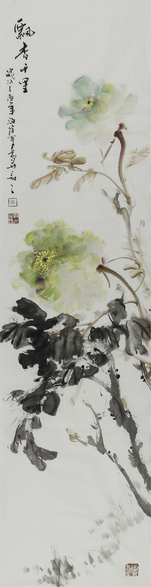 梁海岸老师作品29206花鸟四条屏138x35cmx4约174平尺未托作品编号lha