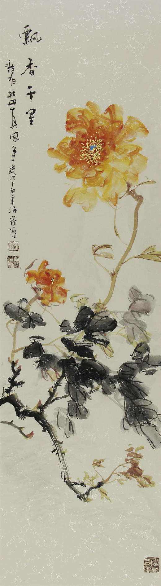 梁海岸老师作品29205花鸟四条屏120x34cmx4约147平尺未托作品编号lha