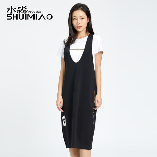 【实体库存】水淼新款大码女装200斤胖妹妹时尚中长款连衣裙s1017z