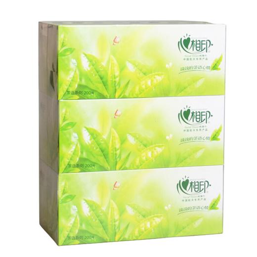 心相印h200 茶语系列2层盒装面巾纸200抽 3盒/提