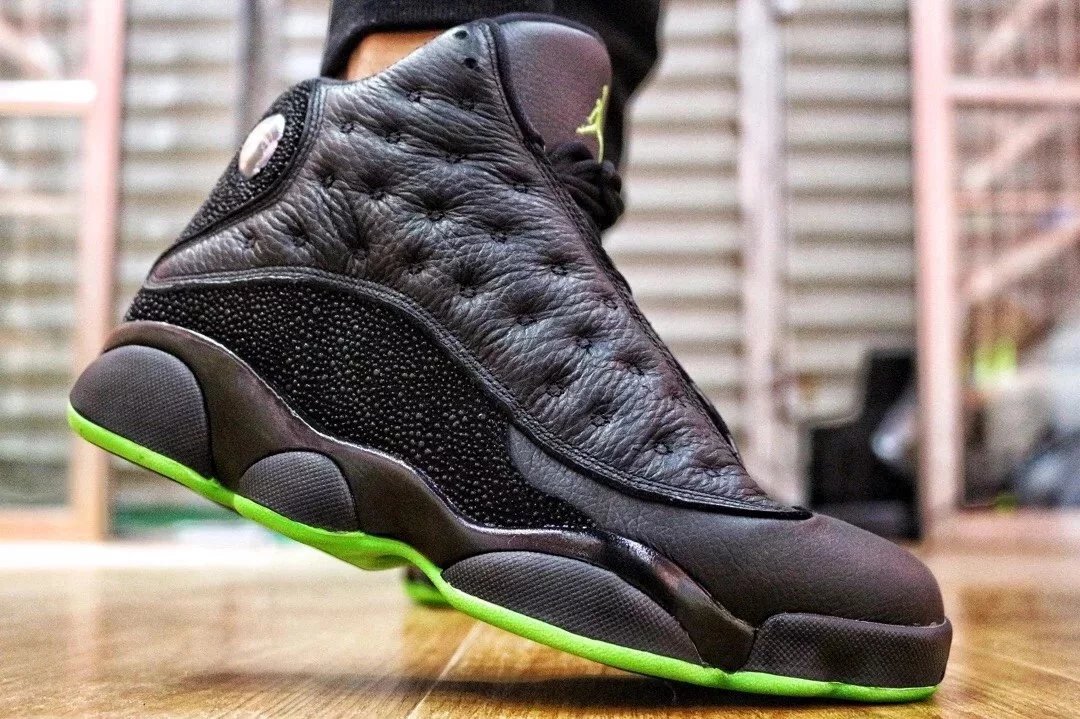air jordan aj13乔13黑绿高帮男款篮球鞋 414571-030