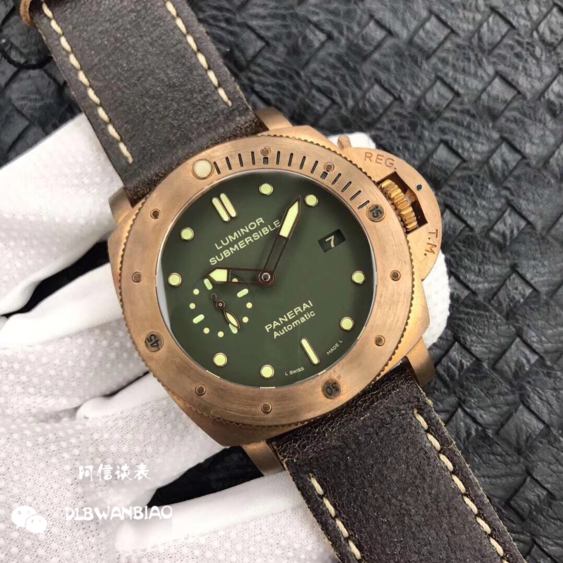 沛纳海 pam 382,表盘47mm,青铜表壳(磨成粉都是青铜!非便宜的镀铜!