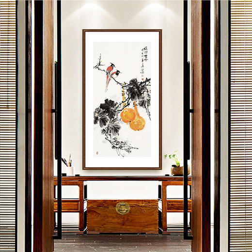 湖山画苑花鸟国画餐厅装饰画玄关挂画手绘真迹画福禄双全王占海