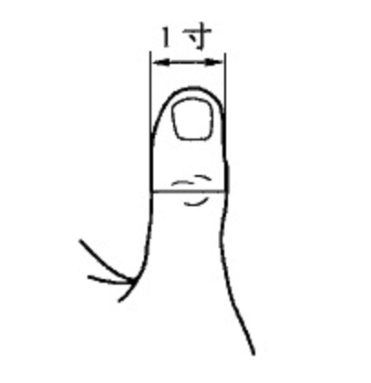 一般用每个人自己的大拇指,指骨间关节的宽度,作为自己身上实际"一寸"