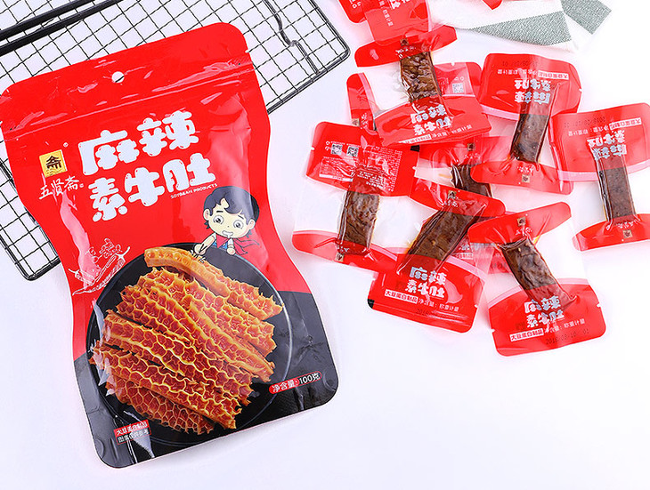 两种口味五贤斋素牛肚100g麻辣味香辣味辣条零食素肉豆制品小吃8090