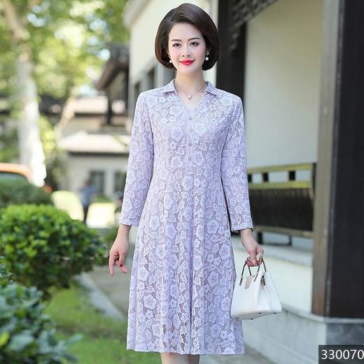 特卖价149水墨佳人新款秋装蕾丝镂空中年妇女长袖过膝连衣裙40岁50岁