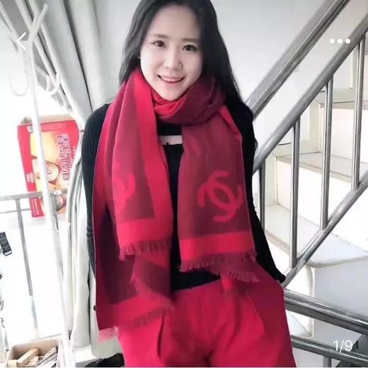 v112562女士时尚优雅柔软亲服舒适经典字母印花羊绒双面提花围巾