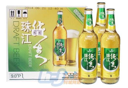 玻璃瓶珠江纯生9度528ml12瓶