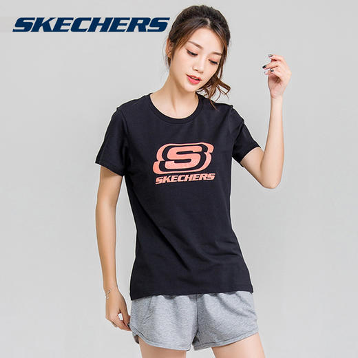 skechers斯凯奇女装休闲圆领短袖t恤sdaws18b010a12