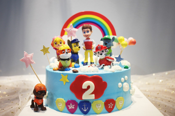 场景主题蛋糕系列男孩最爱彩虹汪汪队周岁蛋糕如图款式新鲜水果动物性