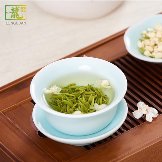2021新茶西湖龙冠花茶茉莉龙井圆罐50g清香龙井茉莉花圆罐特种