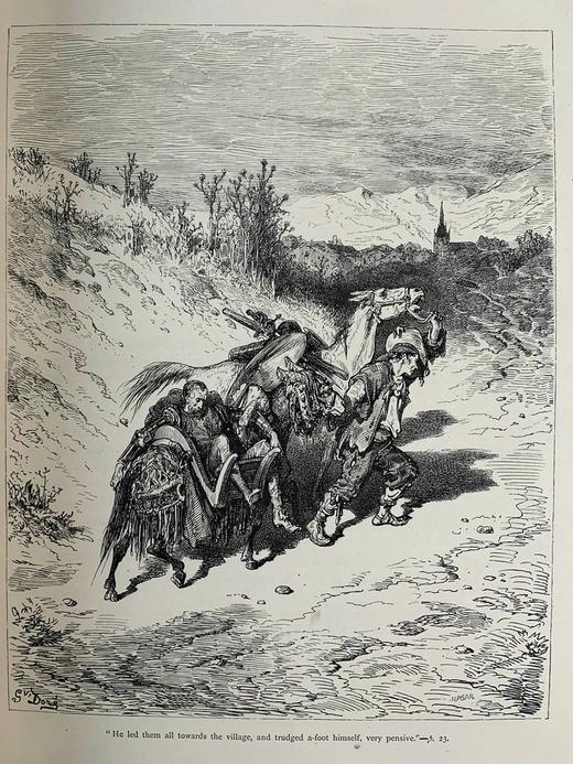 重4公斤大开本多雷百余幅版画插图约19世纪塞万提斯堂吉诃德皮装大16