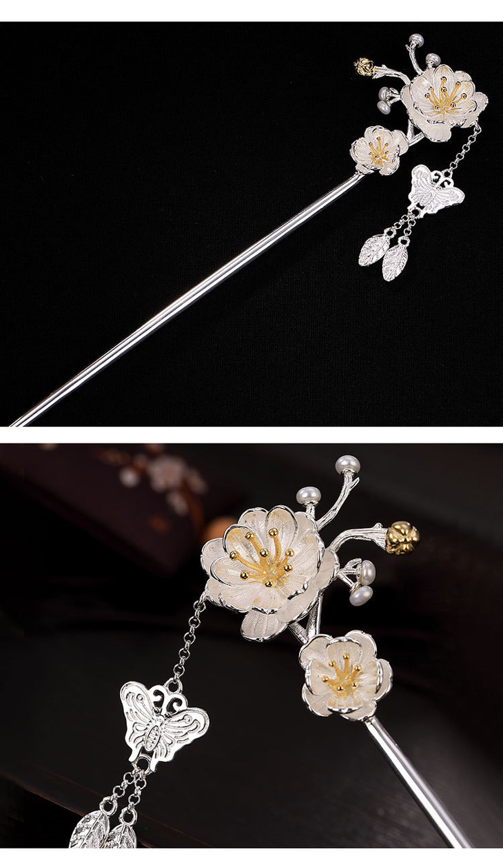 yly-380牡丹芍药发簪简约汉服古装步摇复古风头饰钗子