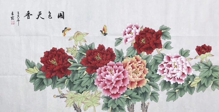秦霞老师精品四尺工笔画花开富贵