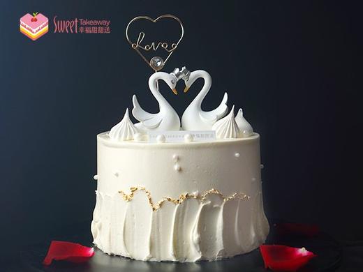 比翼双飞白天鹅love主题生日蛋糕