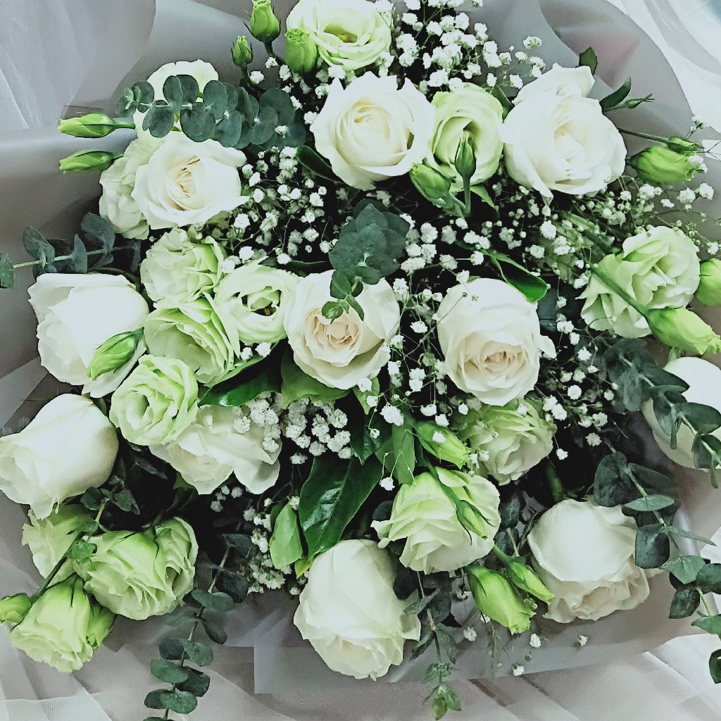 【小清新】11只白雪山玫瑰/绿色龙胆花,送给文艺青年,男友/男同事