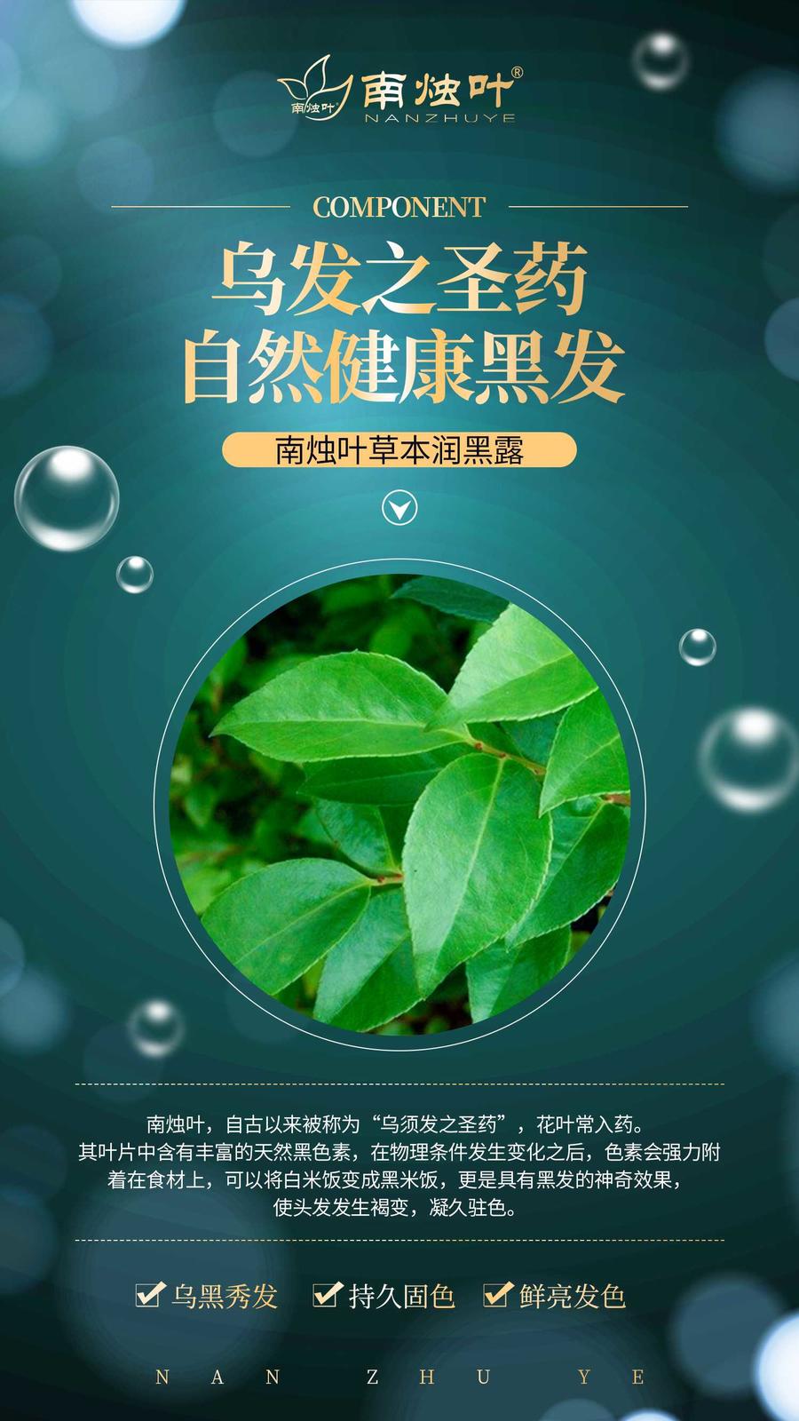 南烛叶草本润黑露二代升级新品植物清水黑发护发固发养发