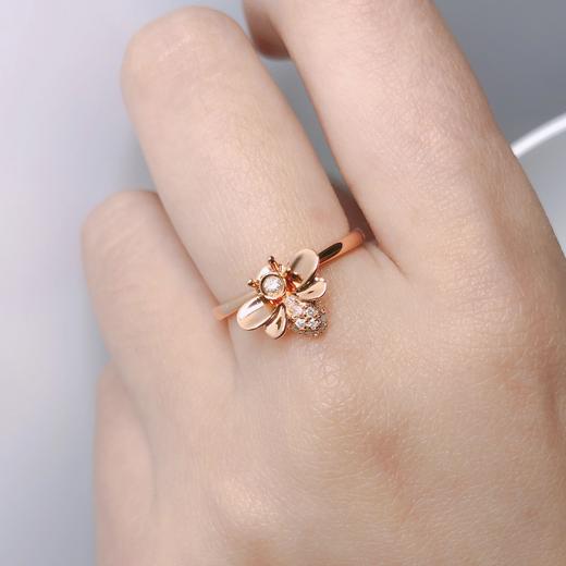 蜜蜂18k金钻石旋转戒指