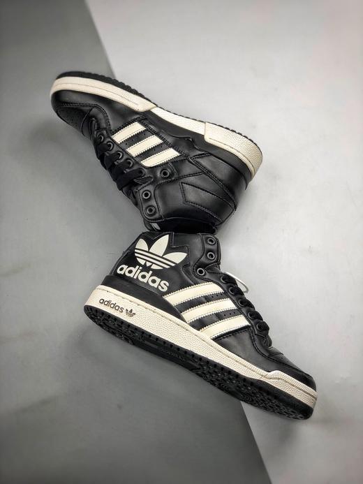 男女鞋adidasforummidhi黑白三叶草经典魔术贴复古板鞋男女潮流头层皮