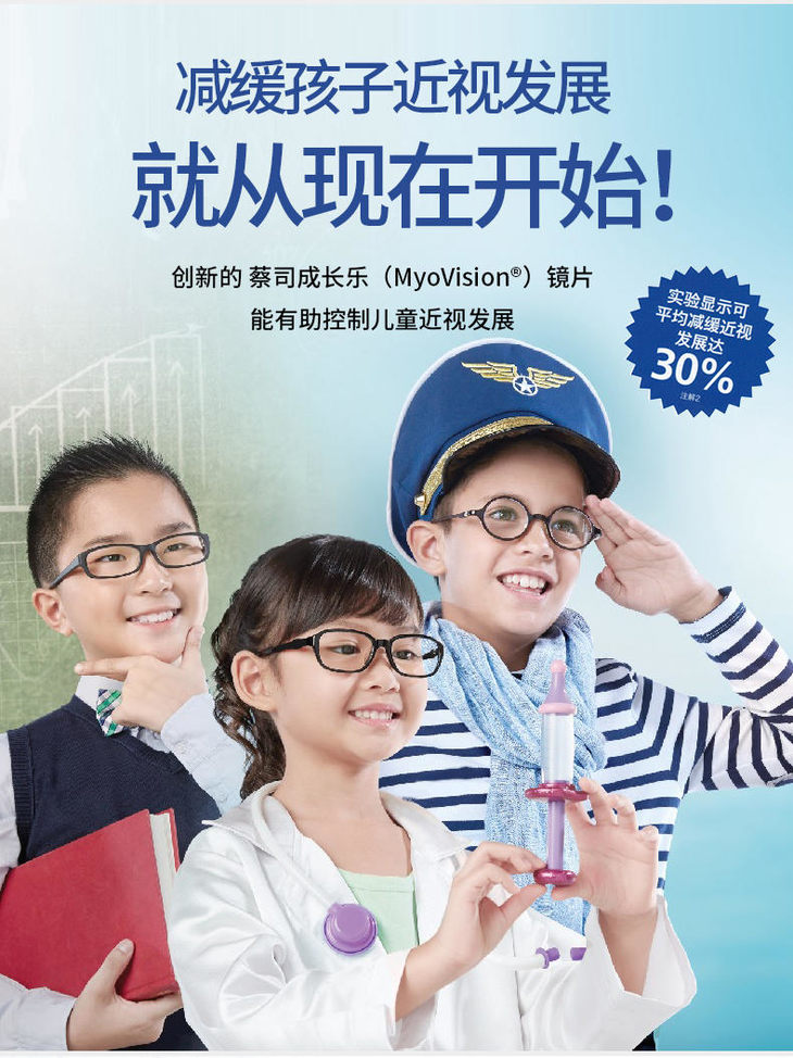 蔡司成长乐160167非球面铂金膜专业版儿童近视控制型眼镜片1片