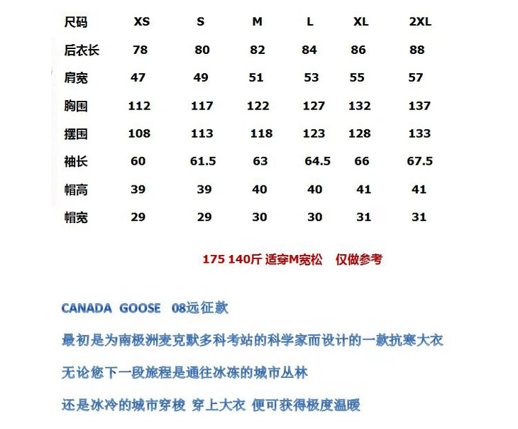 19年全新升级canadagooes大鹅经典羽绒服08远征款