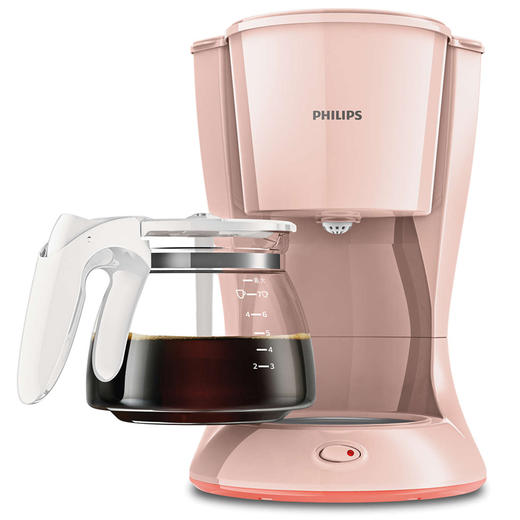 【咖啡少女】飞利浦家用美式咖啡机 多功能滴漏式粉色小型煮茶壶