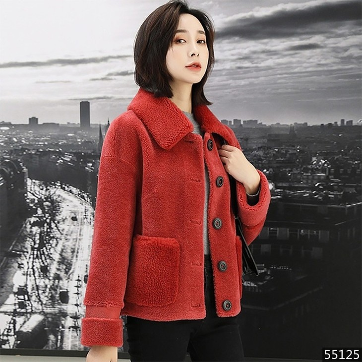 特卖价379妃图羊剪绒大衣材质100羊毛d55125zzw