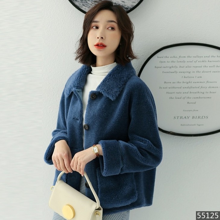 特卖价379妃图羊剪绒大衣材质100羊毛d55125zzw