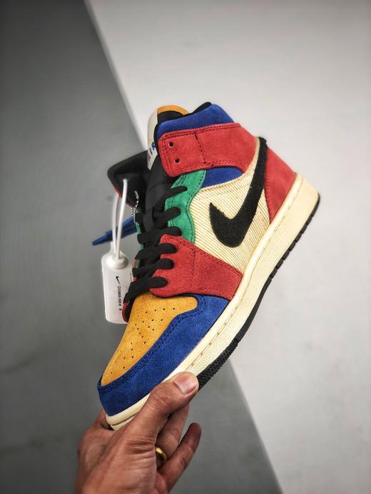 男女鞋bluethegreatxairjordan1mid多彩拼接aj1乔1代中帮系列cu