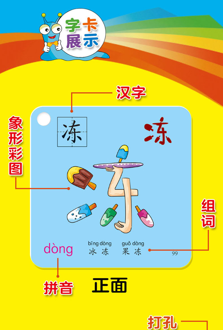 一年级小学生识字卡 象形图识字卡片 一年级下册 有图认字教材