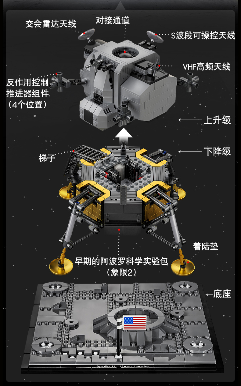 nasa阿波罗11号月球着陆器 lego 乐高 10266 创意系列