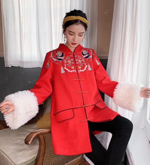 唐装女冬装拜年服女大人新年衣服加厚中国风过年喜庆女装旗袍上衣