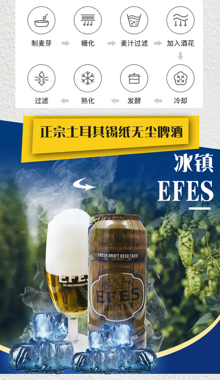 临期特价土耳其艾菲纯生啤酒500ml50vol