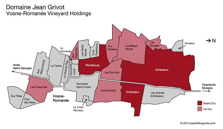 酒庄位于vosne-romanee的地块图