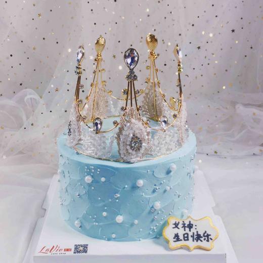 ins典雅蓝皇冠女王蛋糕(图片为6寸效果)