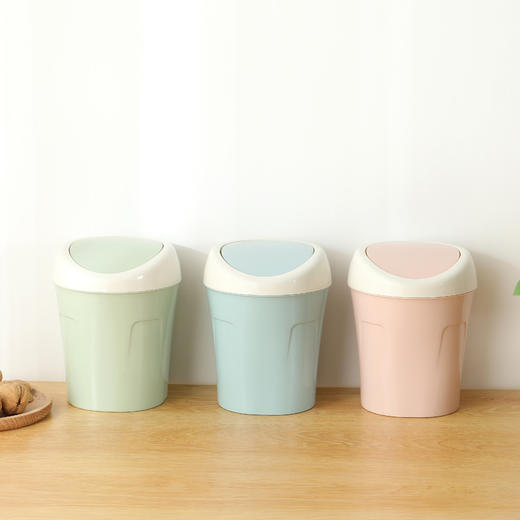 桌面垃圾桶家用摇盖办公室翻盖创意带盖小号韩式可爱迷你垃圾桶