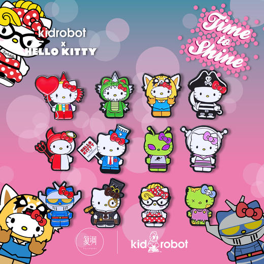 kidrobot 三丽鸥 hello kitty徽章 闪耀时刻系列盲盒