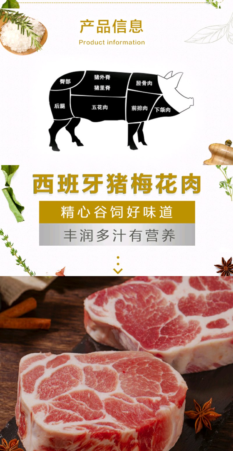 【同城快送】熊氏牧场 西班牙猪梅花肉 800g 猪梅肉猪肩肉梅花猪肉雪