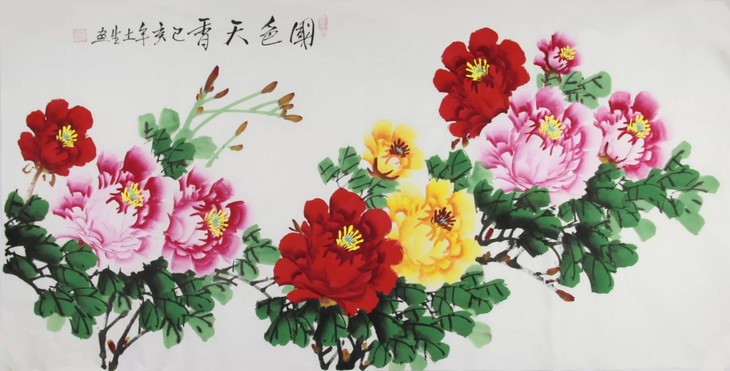 限量50幅抢完即止中国现代牡丹画名家郭土生精品牡丹富贵图138x70cm约