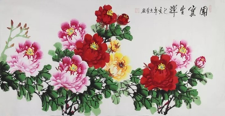 抢完即止!】中国现代牡丹画名家郭土生精品牡丹富贵图 138x70cm 约8.