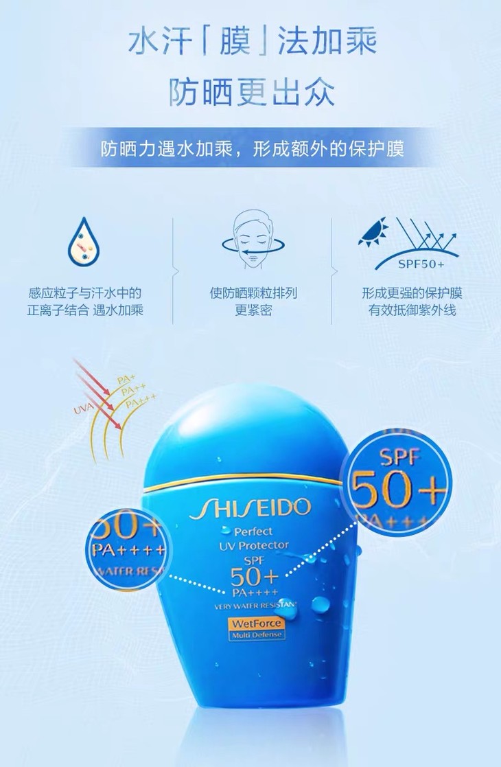 资生堂蓝胖子防晒乳隔离霜防晒霜50mlspf50