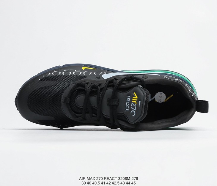 潮牌耐克nikeairmax270reactblackgreyvolt百搭休闲舒适个性运动慢跑
