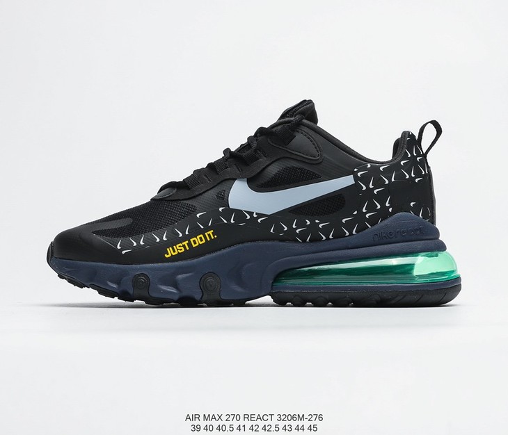 潮牌耐克nikeairmax270reactblackgreyvolt百搭休闲舒适个性运动慢跑