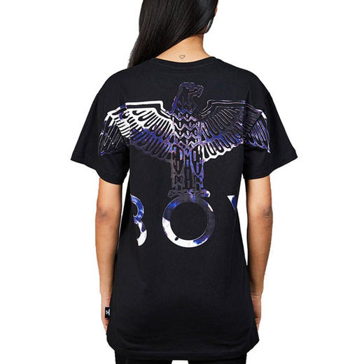 boylondon经典老鹰图案t恤boyeagleflockteeblackmulti