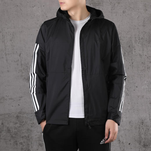 adidas阿迪达斯外套男连帽梭织黑色运动服2020春季新款夹克fm9428