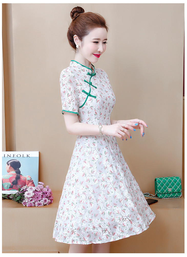 yh-3t135-522158夏季新款中国风时尚蕾丝改良旗袍裙 - 唐织轩女装