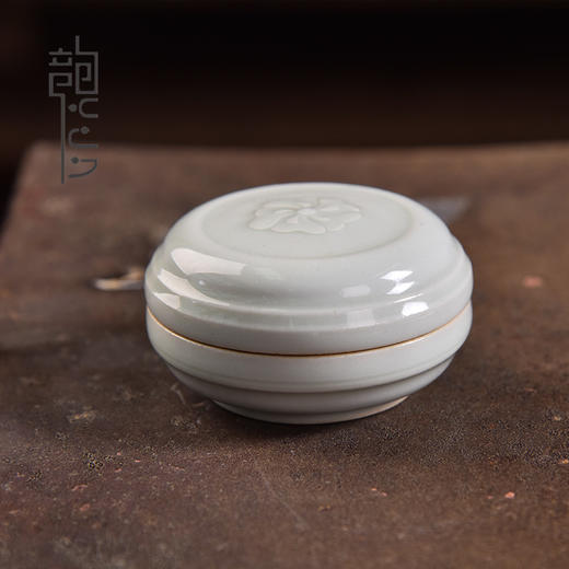 宋式汝窑仿古秋葵花香盒陶瓷香粉盒香道用具