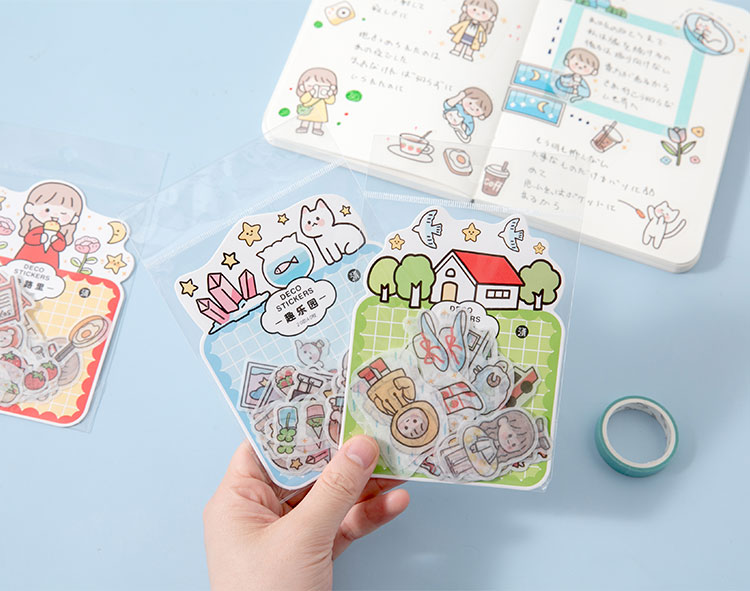 日系人物手账贴纸包可爱装饰diy学生贴画卡通和纸ins少女手帐素材